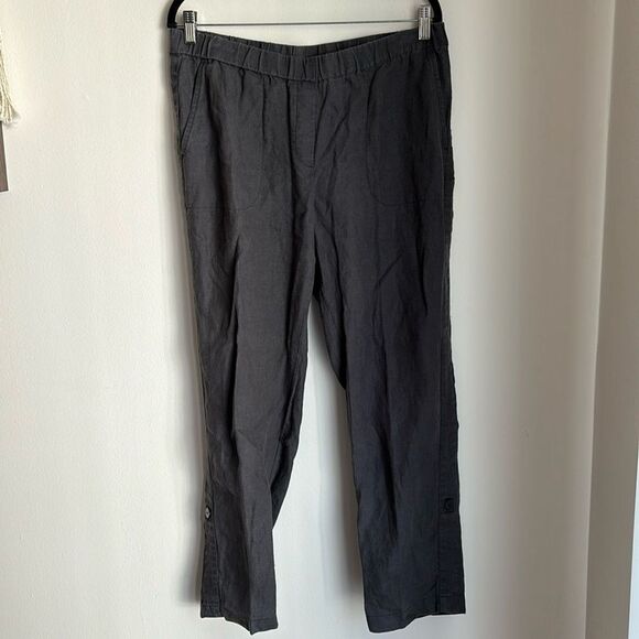 J. Jill Women Pure Jill 100% Linen gray charcoal pants or capri lightweight Med! - Picture 1 of 13